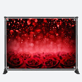 Aperturee - Dark Red Roses Sequins Bokeh Valentines Day Backdrop